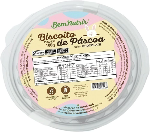 Biscoito de Páscoa sem Glúten - Sabor Chocolate 50% Cacau