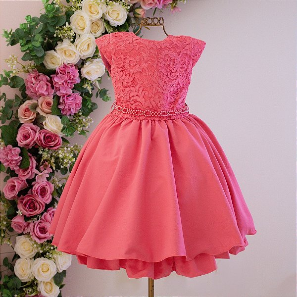 Vestido Infantil Juvenil Coral 6 ao 16