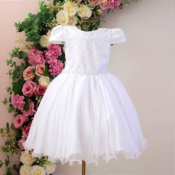 Vestido Branco Detalhe Prata 4 ao 12