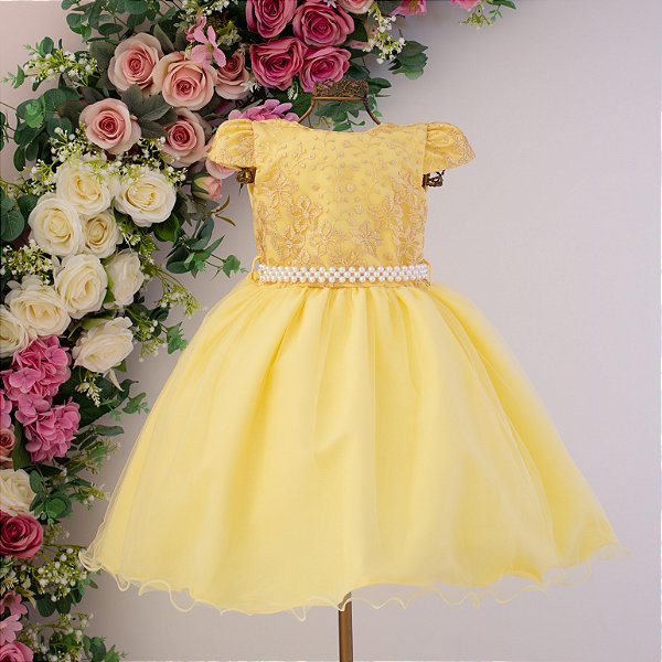 Vestido Infantil Amarelo Luxo 1 ao 3
