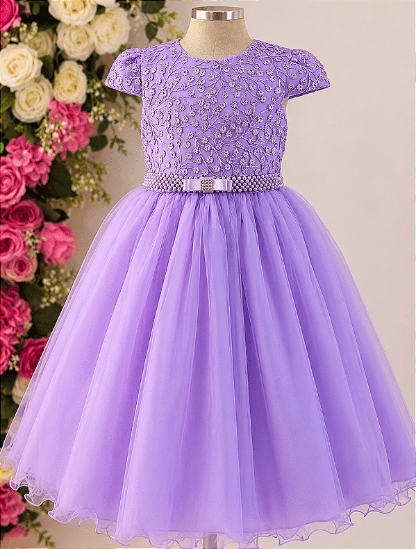 5369 Vestido Infantil Luxo Lilás 1 ao 4