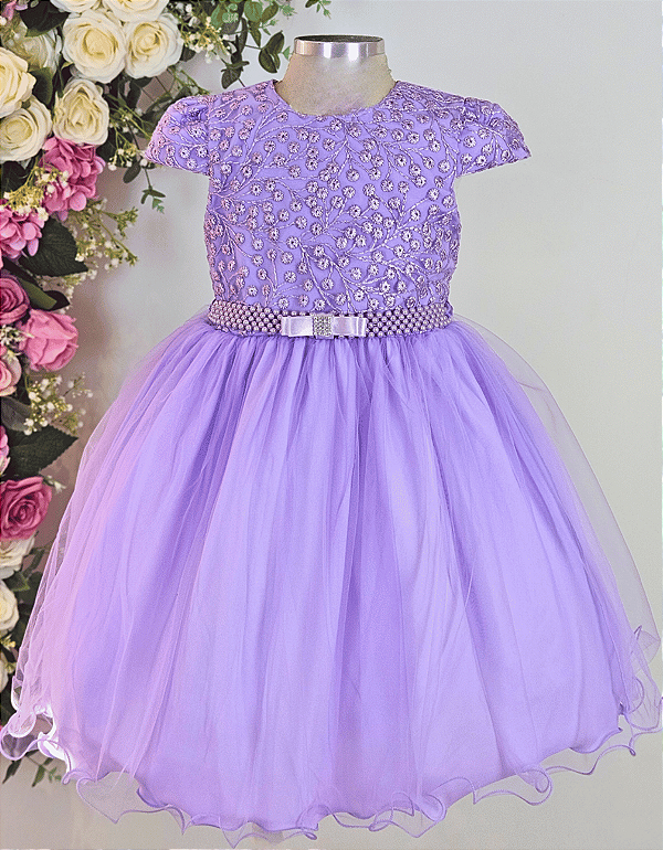 5369 Vestido Infantil Luxo Lilás 1 ao 4