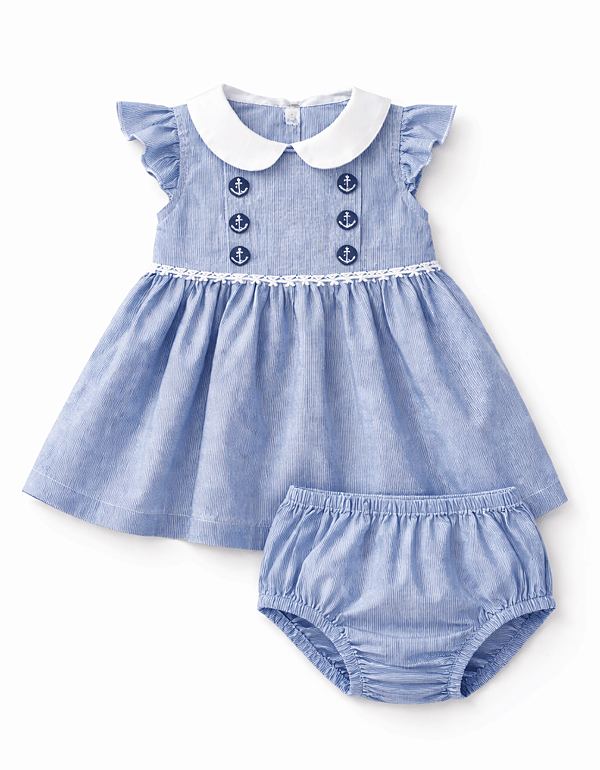 4296 Vestido Bebe Náutico Algodão P ao GG