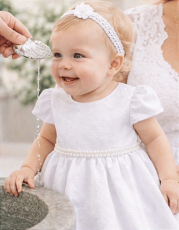 4292 Vestido Bebe Branco babado P ao GG