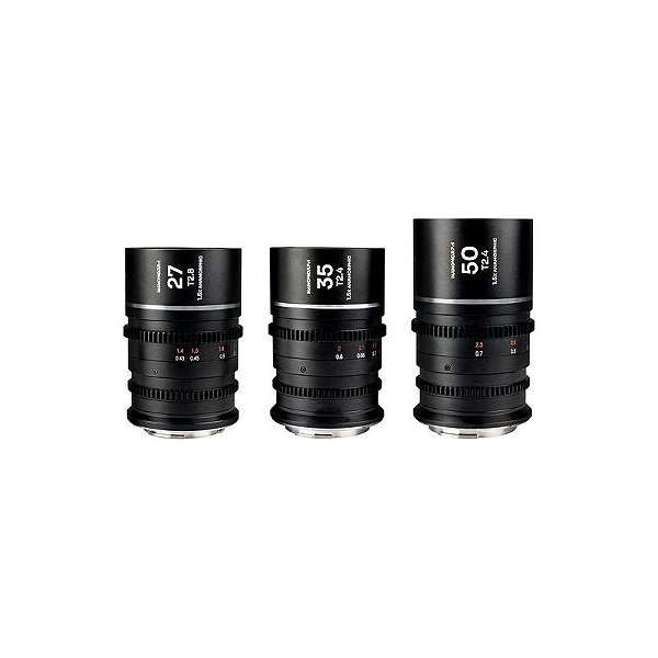 Kit 3 Lentes Laowa Nanomorph S35 27 mm/35 mm/50 mm Silver Flare Fuji X