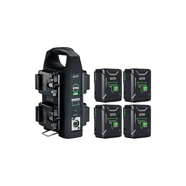 Anton Bauer Kit Titon Micro 90 V-Mount (4 × 94 Wh) com Carregador Quad VM4