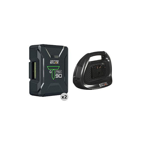 Anton Bauer Kit Titon 90 Gold Mount (2 × 92 Wh) com Carregador Dual-Bay Performance