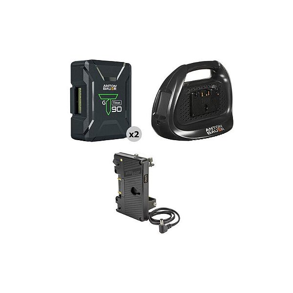 Anton Bauer Kit Titon 90 Gold Mount (2 × 92 Wh) com Carregador Dual e Placa para Sony FS7