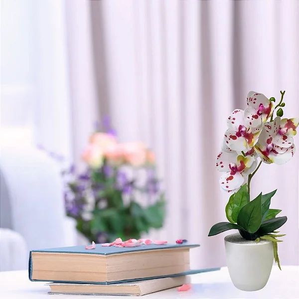 Mini Vaso Arranjo Orquideas Decorativas | Vaso Flores Artificiais | Arranjo Artificial para Decorações | Plantas para Decoração de Casa, Sala De Estar, Casamento & Escritorio