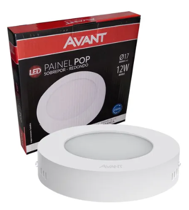 PAINEL LED AVANT  12W REDONDO 6500K SOBREPOR