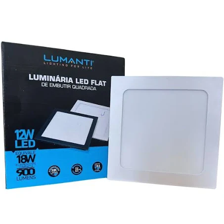 PAINEL LED FLAT 12W QUADRADO 3000K EMBUTIR