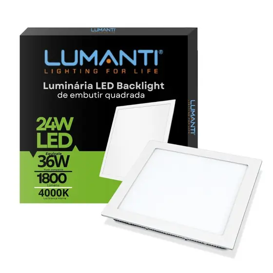 PAINEL LUMANTI LED BACKSTAGE  24W QUADRADO 4000K EMBUTIR