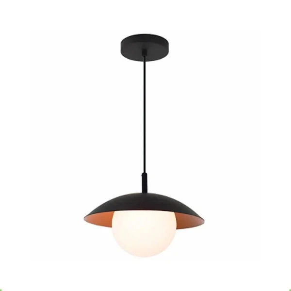 PENDENTE BLUMENAU ANNA VD LEITOSO PRETO LISO Ø27X15CM G9