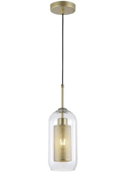 PENDENTE BLUMENAU BRONX VIDRO CILIDRICO E-27 DOURADO