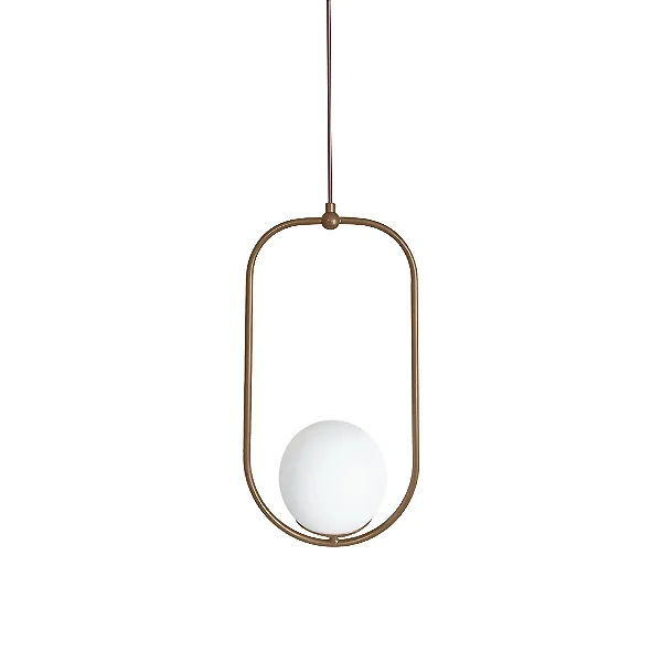 PENDENTE ENERLUX 8062 DROP CLASSIC DOURADO C/ GLOBO LEITOSO