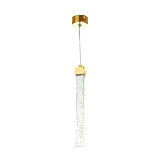 PENDENTE AAATOP TUBO QUADRADO DOURADO CRISTAL BOLHA MULTITEMPERATURAS 3W