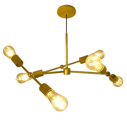 PENDENTE ENERLUX 13050 SPUTNIK FACES DOURADO COM 6 LÂMPADAS E-27
