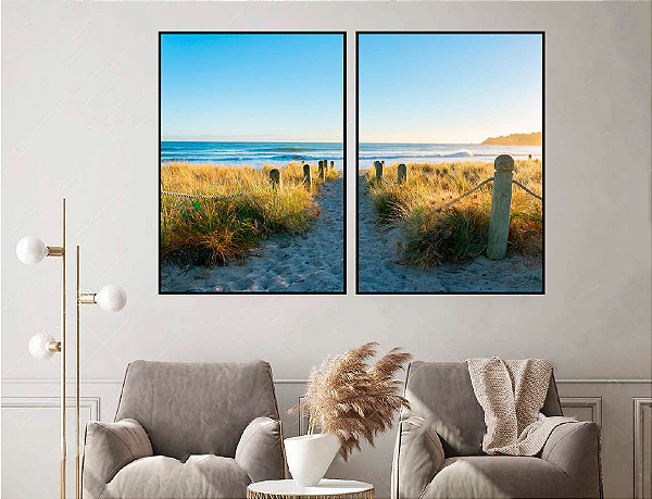 KIT 2 QUADROS DECORATIVOS PAISAGENS 50X70CM SEM VIDRO