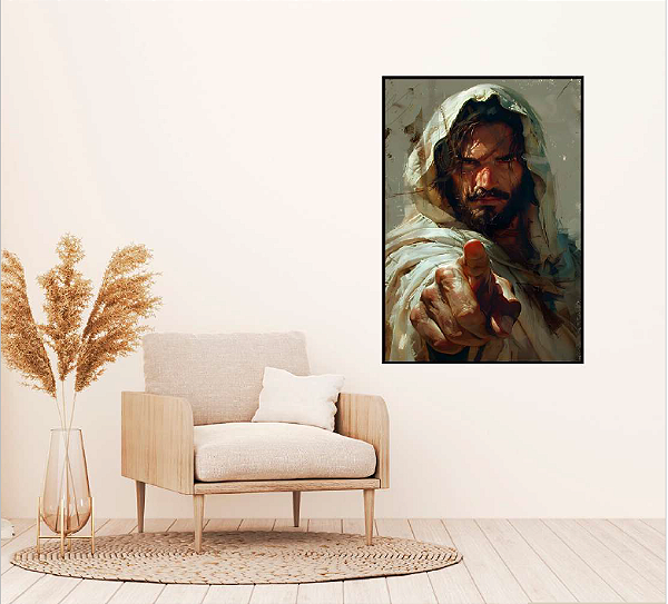 QUADRO DECORATIVO CRISTÃO 50X70CM SEM VIDRO