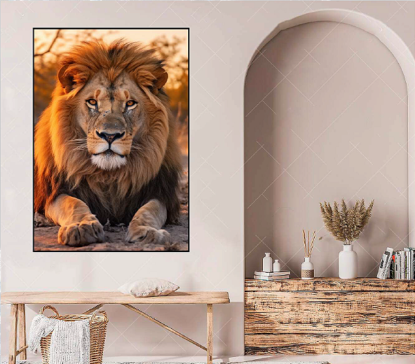 QUADRO DECORATIVO LEÃO 50X70CM SEM VIDRO