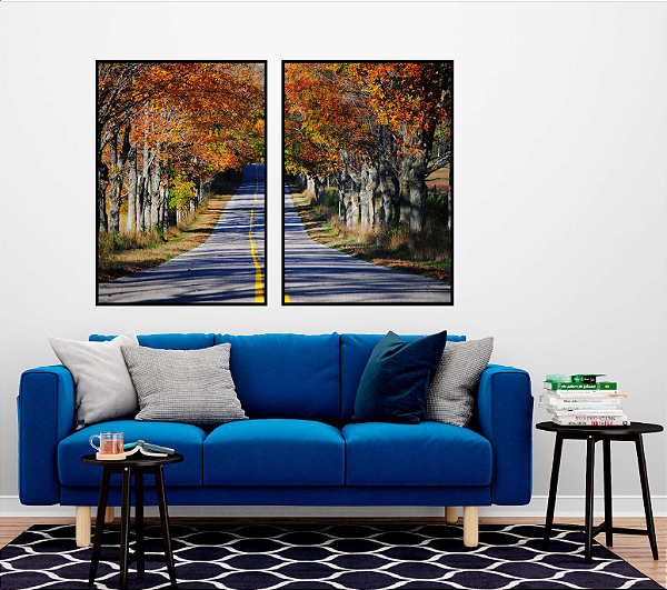 KIT 2 QUADROS DECORATIVOS PAISAGENS 50X70CM SEM VIDRO
