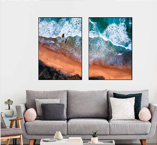 KIT 2 QUADROS DECORATIVOS PAISAGENS 50X70CM SEM VIDRO