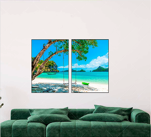 KIT 2 QUADROS DECORATIVOS PAISAGENS 50X70CM SEM VIDRO