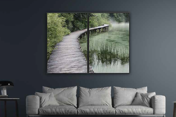 KIT 2 QUADROS DECORATIVOS PAISAGENS 50X70CM SEM VIDRO