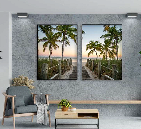 KIT 2 QUADRO DECORATIVO PAISAGEM 50X70CM SEM VIDRO