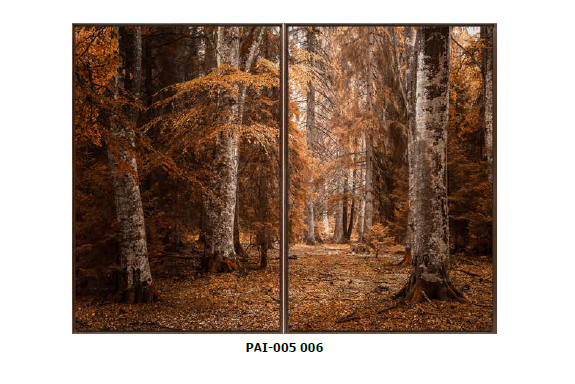 KIT 2 QUADRO DECORATIVO PAISAGEM ARVORES OUTONO 50X70CM SEM VIDRO