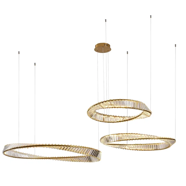 PENDENTE SKYLIGHT SKY-4043-3M DOMINO Ø80 Ø60 Ø40CM DOURADO 3M D/ CABO 3000K 8000LM