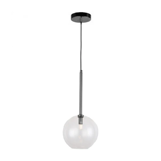 PENDENTE SKYLIGHT SKY-3049PT POSH PRETO COM VIDRO TRANSPARENTE 20X45CM 1XG9