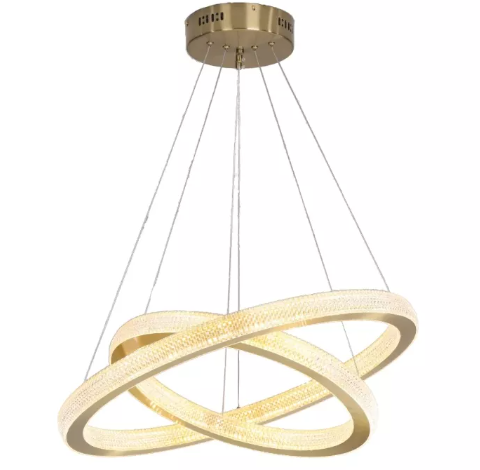 PENDENTE SKYLIGHT SKY-3056 SATURNO Ø45+65CM 3M DE CABO DOURADO 5.520 LUMENS 3000K