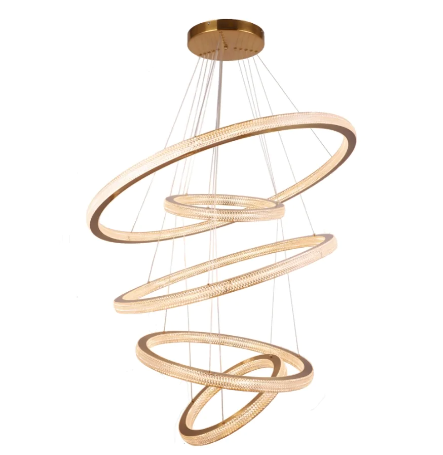 PENDENTE SKYLIGHT SKY-3057 SATURNO DOURADO Ø108X85X65X45X45CM 6M CABO  15200 LUMENS 3000K