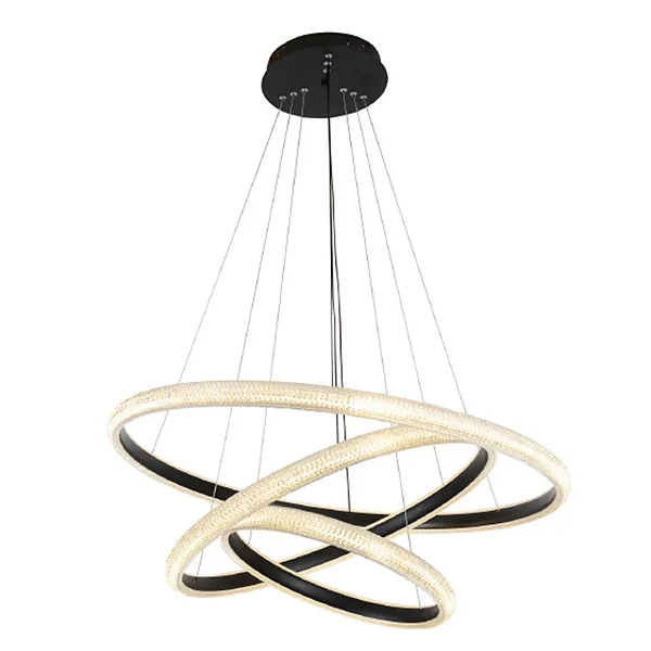 PENDENTE SKYLIGHT SKY-4011PT APOGEU Ø80+Ø60+Ø40CM PRETA 8960 LUMENS 3000K