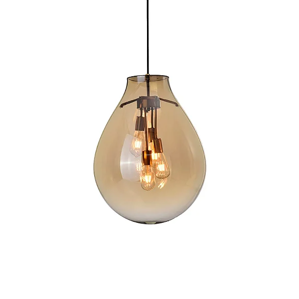 PENDENTE SKYLIGHT SKY-3039G TOMMY Ø48X60CM DOURADO E CONHAQUE E-27