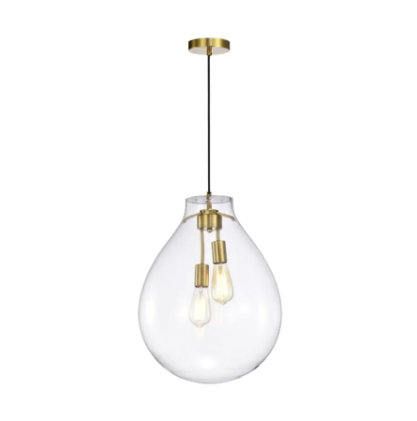 PENDENTE SKYLIGHT SKY-3039TM TOMMY Ø40XH52CM DOURADO E VIDRO TRANSPARENTE E-27