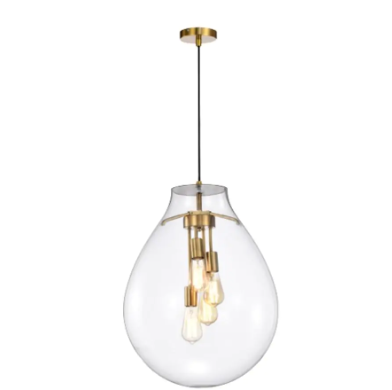 PENDENTE SKYLIGHT SKY-3039TG TOMMY Ø48XH60CM DOURADO E VIDRO TRANSPARENTE E-27