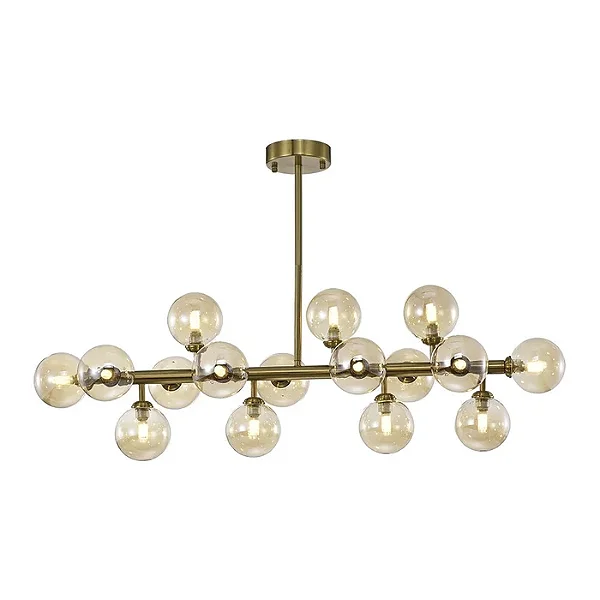 PENDENTE SKYLIGHT SKY-3027-2 COTTON 95X30X150CM - BRONZE E VIDRO ÂMBAR G9