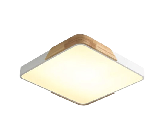 PLAFON SKYLIGHT SKY-4038Q4-BR WOOD 40X40CM MADEIRA E BRANCO 4320 LUMENS 3000K