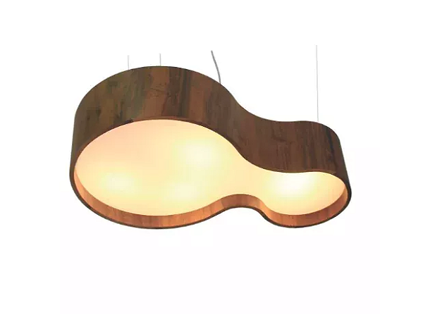 PENDENTE FOX LUSTRES 510 SEMI CILÍNDRICO 21X73X44CM MADEIRA E ACRÍLICO 4XE27