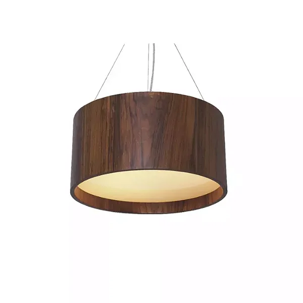 PENDENTE  FOX LUSTRES 590 CILÍNDRICO Ø70X21CM MADEIRA E ACRÍLICO
