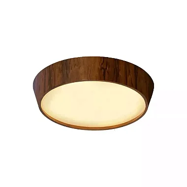PLAFON DE SOBREPOR  FOX LUSTRES P53 CÔNICO REDONDO Ø85X15CM MADEIRA E ACRÍLICO