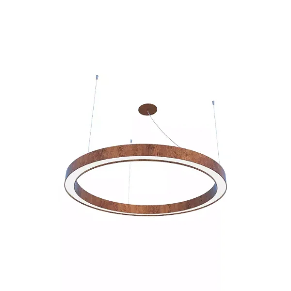 PENDENTE FOX LUSTRES 871 LED REDONDO 30W BIVOLT Ø50X6CM MADEIRA E ACRÍLICO
