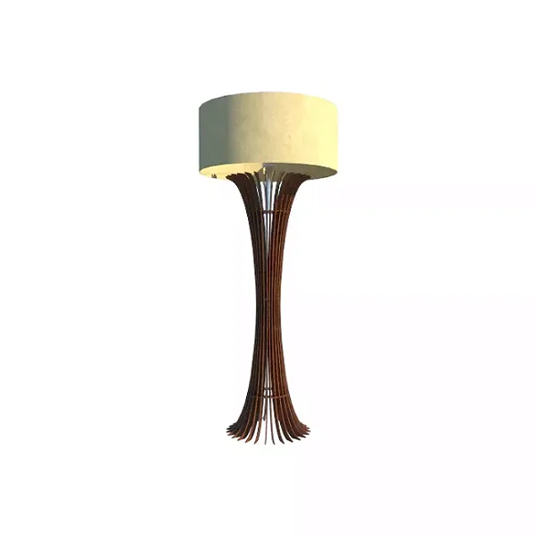 LUMINÁRIA FOX LUSTRES 5402 DE CHÃO PISO RIPADA 160XØ60CM MADEIRA E TECIDO