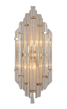 ARANDELA SINDORA DCB00252 22×55CM E14×2 METAL+CRISTAL DOURADO