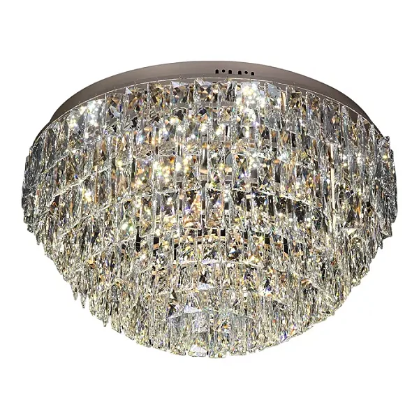 PLAFON SINDORA DCX00201 Φ60×34CM 55W 3000K BIVOLT METAL DOURADO+CRISTAL TRANSPARENTE