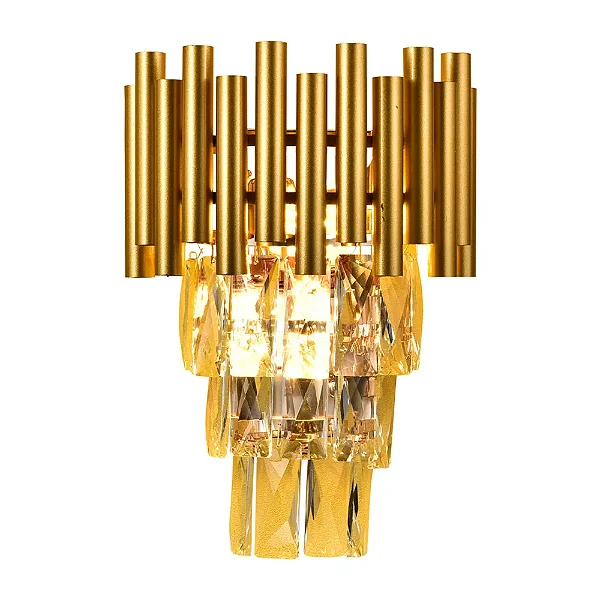 ARANDELA SINDORA DCB00456 Φ30×22CM E14X2 METAL DOURADO CRISTAL TRANSPARENTE