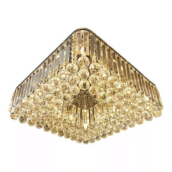 PLAFON SINDORA DCX00110 QUADRADO Φ60x60CM G9×12 METAL CROMADO CRISTAL TRANSPARENTE