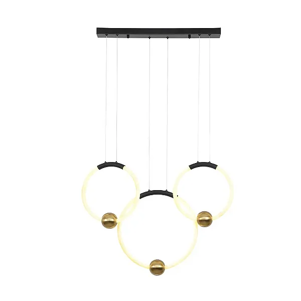 PENDENTE BELLA AK003 MONDO PRETO/ DOURADO 30X40X30CM 74CM 8CM 46CM 41W 3000K 2880LM